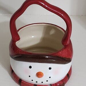 Saint Nicholas Square Warm Wishes 40 oz Handled Candy Bowl Snowman Head
